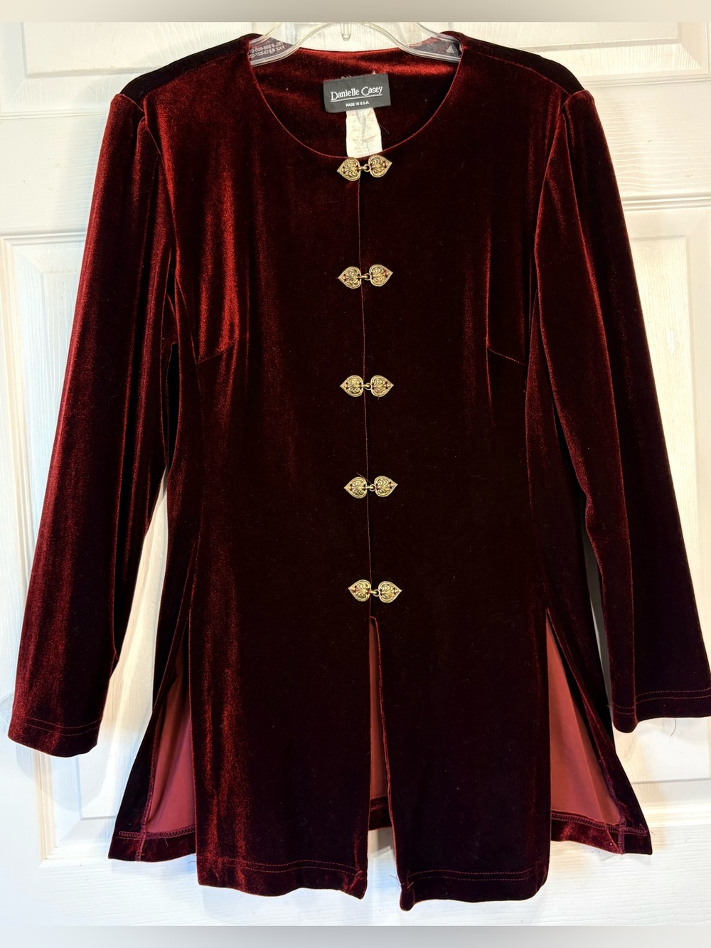 Y2K Burgundy Velour Asian Brass Cheongsam Tunic Top WhimsyGoth Fairy Size 8